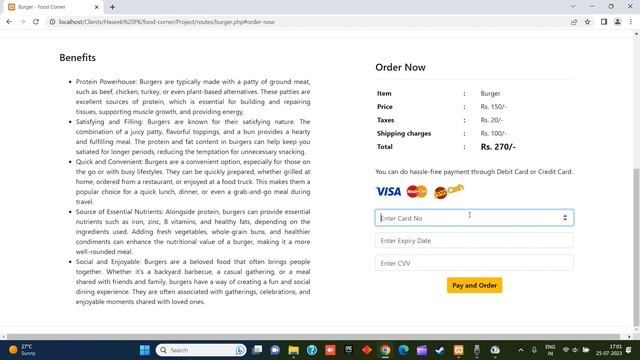 Online Food Ordering System in PHP | Mini Project for Computer Science | Project with Source Code