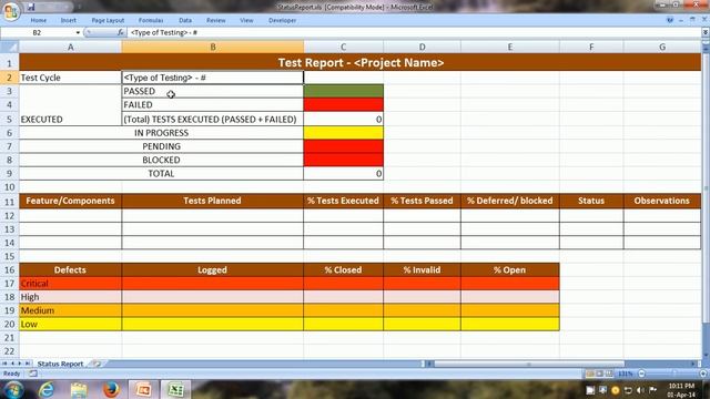 Status Report In Software Testing-Test Report In Software Testing-Test Report In Excel-Daily Status