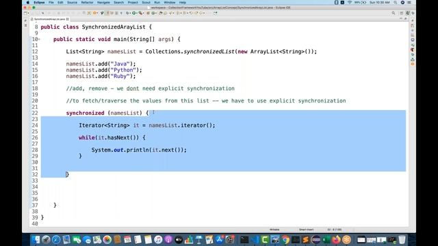 #5 - How to #Synchronize (ThreadSafe) ArrayList in Java | What is CopyOnWriteArrayList class in Jav