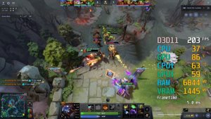 AMD Radeon RX 6500 XT -- AMD Ryzen 5 5600G -- Dota 2 FPS Test