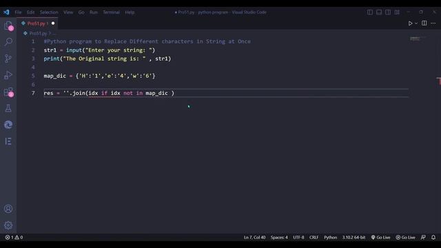 Python program to Replace  Different characters in String at Once. #python #coding #newvideo