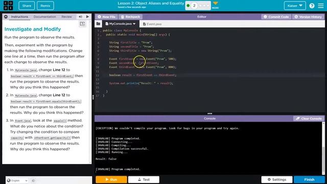 Code.org Lesson 2.2 Object Aliases and Equality | Tutorial with Answers | Unit 4 CSA смотреть онлайн