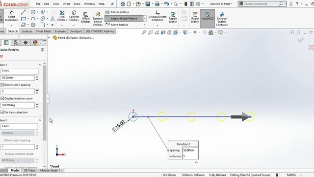 12 - SolidWorks Tutorial for Beginners- Patterns, Linear Sketch Pattern, Circular Sketch Pattern