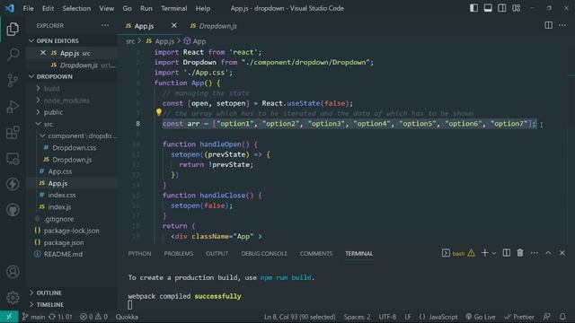 Dropdown React Project Skill test 1 #codingninjas #reactproject