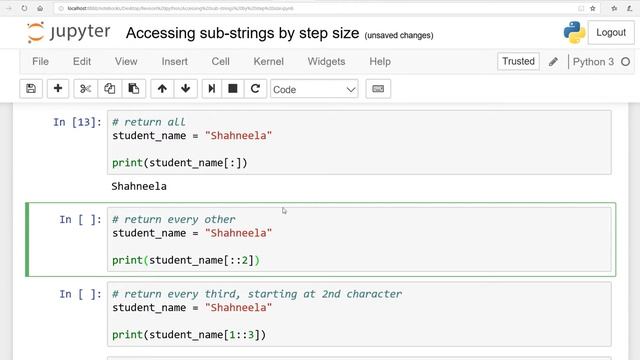 Fundamentals Of Python:Lesson 6:Access Sub-strings By Step Size:English