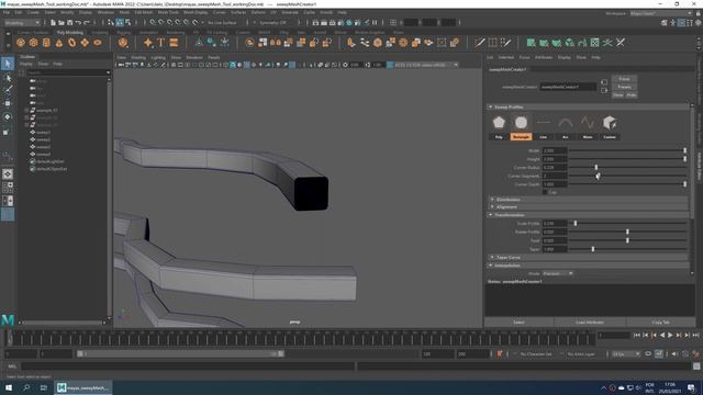 Maya 2022's Sweep Mesh Tool