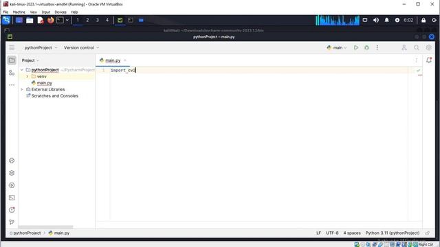 Kali linux ip web camera with python and pycharm