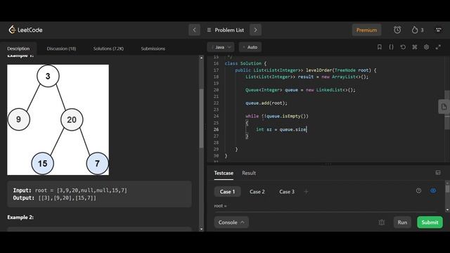Binary Tree Level Order Traversal | LeetCode 102 | Java