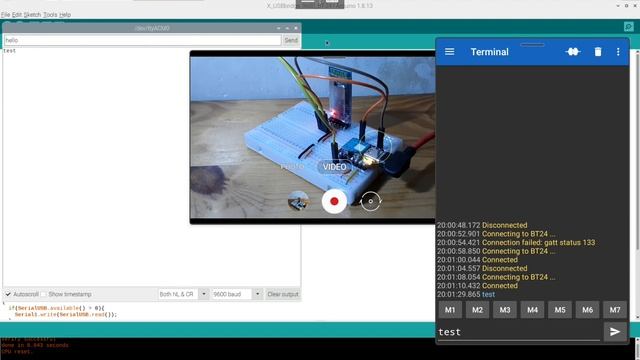 Simple test DX-BT24 (BLE 5.0 Bluetooth module), with Seeeduino XIAO as serial bridge. смотреть онлайн