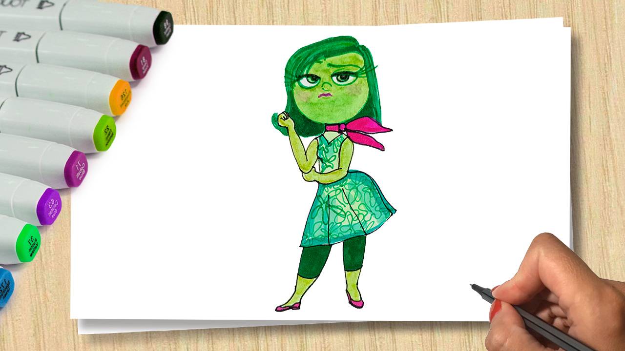 Как нарисовать эмоцию Брезгливость из Головоломки 2 _ How to draw Disgust from Inside Out 2