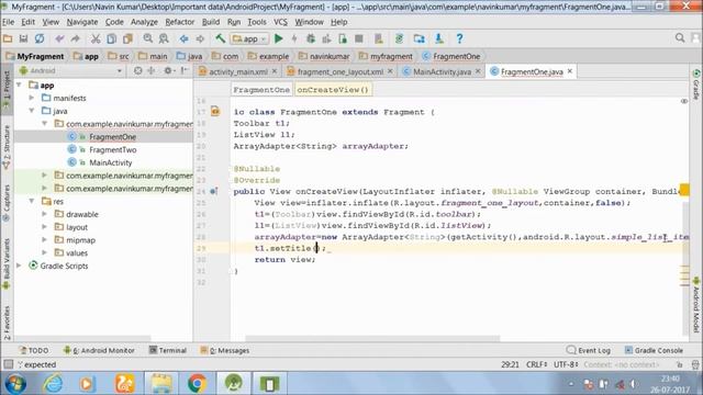 Android Fragments Example : Pass data from one fragment to another fragment смотреть онлайн