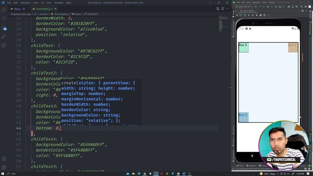 CSS Position Relative Absolute  in React Native in Hindi #22