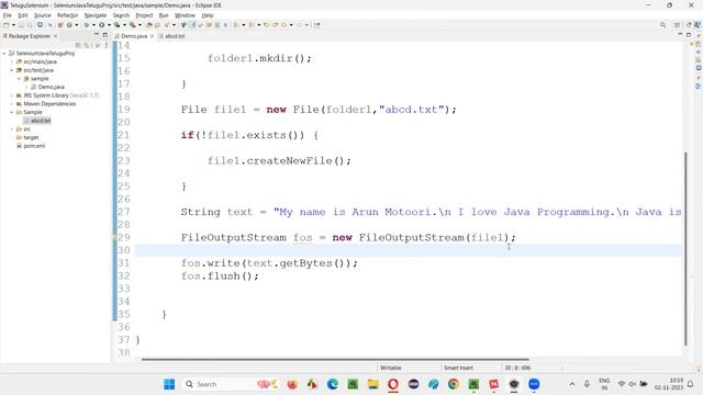 Core Java for Selenium in Telugu - FileOutputStream and FileInputStream - Part 44 смотреть онлайн