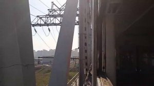 Жд мост через реку Обь из окна электропоезда ЭД4М-0114.