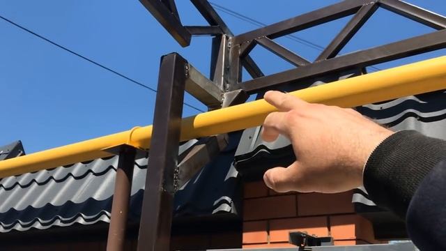 Навес 100 кв.м из металлочерепицы своими руками