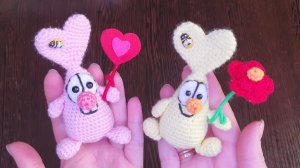 Зайчик амигуруми подарок на 14 февраля, 23 февраля, 8 марта, Пасху, День Рождение. Связан крючком.