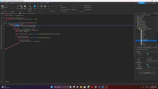 HOW TO MAKE A TEAM PLAYER COMMAND IN ROBLOX STUDIO смотреть онлайн