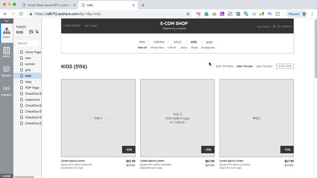 Ecom Shop Axure RP E-commerce Prototype Template