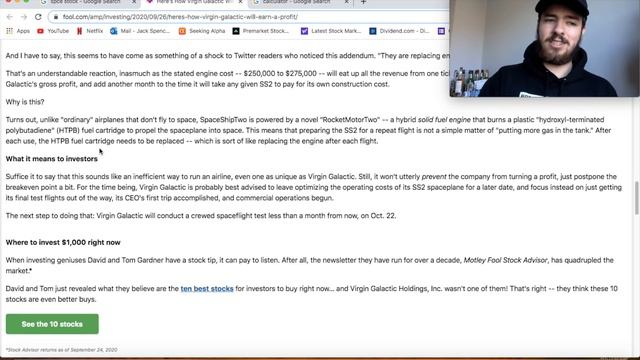VIRGIN GALACTIC STOCK PREDICTIONS! - WHEN WILL WE MAKE MONEY? смотреть онлайн