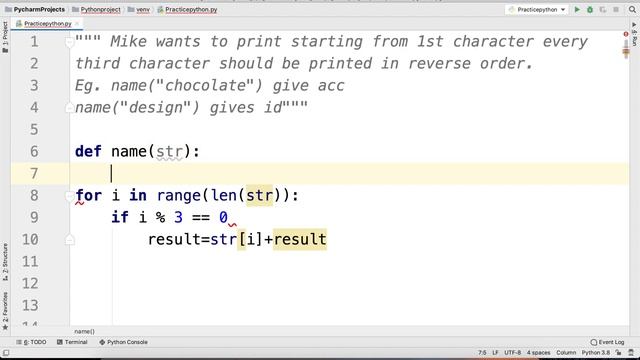 Python Practice Series 38 | Beginners | Level 1 | Basic II | Return 3rd Character | Tutorials Code
