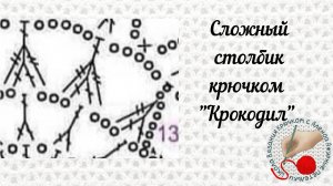 Сложный столбик крючком "Крокодил"( назвала так этот элемент подписчица)