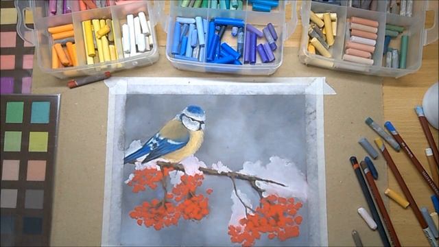 Синица | рисунок пастелью смотреть онлайн