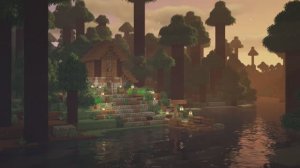 Майнкрафт расслабляю - Строительство уютного домика из таежной ели на берегу реки. Minecraft