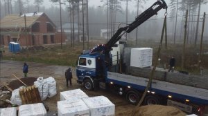 Будни Манипуляторщика разгрузка газобетона манипулятором Scania Красавчик манипулятор Scania 143m