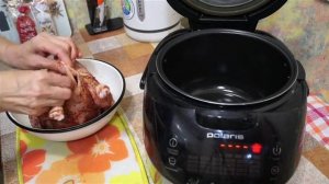 Домашние видео-рецепты - запечанная курица с яблоками в мультиварке