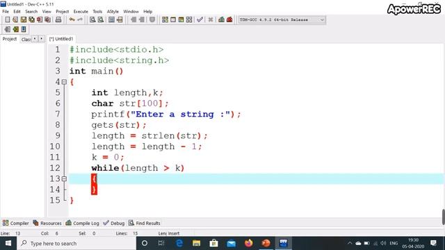String Palindrome in C Programming