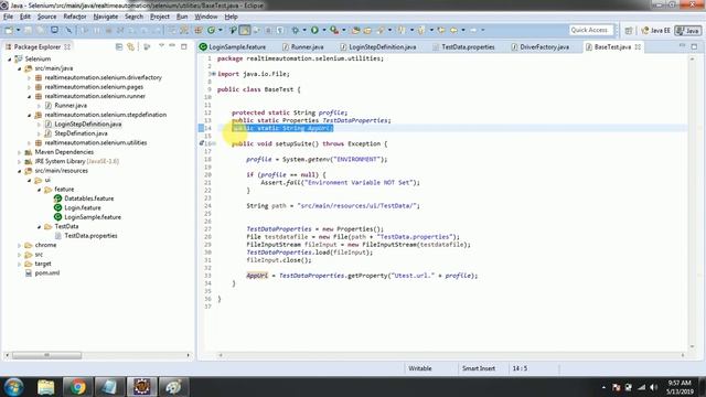 Cucumber Framework Selenium(BDD) Part-9||Load Test Data From Property File In Different Environment