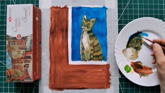 КАК НАРИСОВАТЬ КОТА НА ОКНЕ ГУАШЬЮ /gouache drawing смотреть онлайн