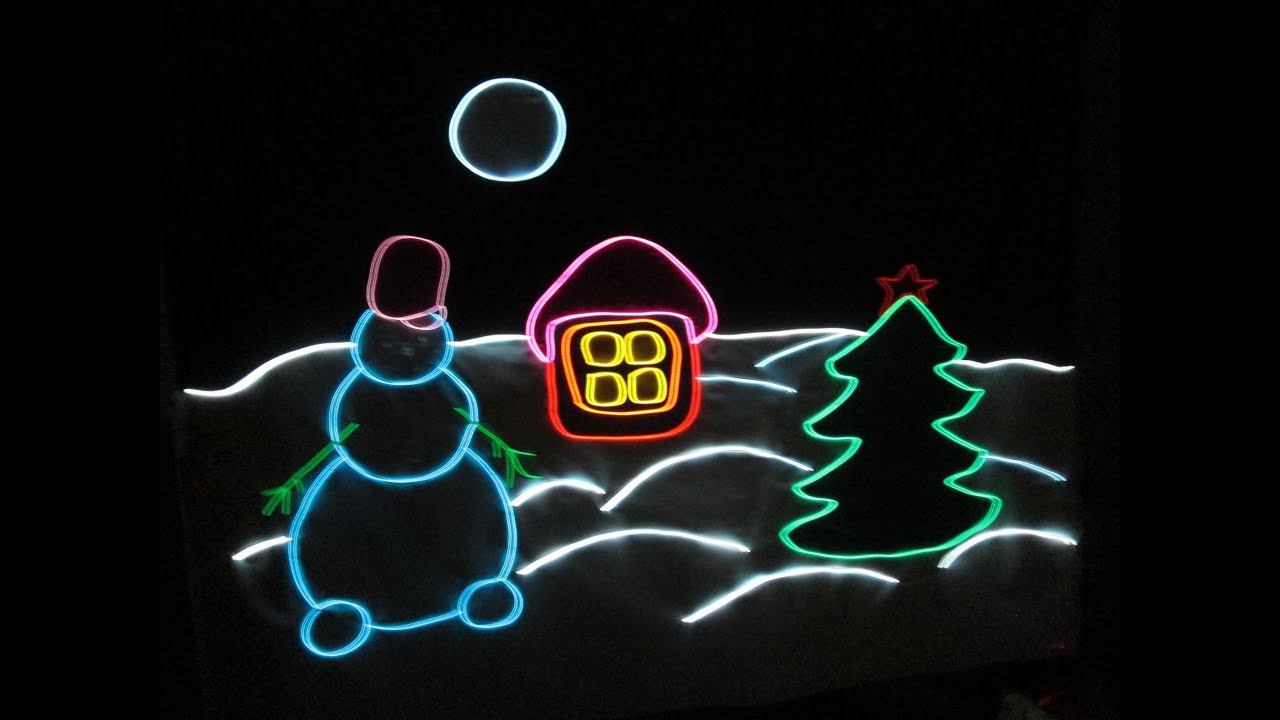 Как украсить окна на Новый Год. Новогодняя картинка на окно из неона и светодиодов своими руками. смотреть онлайн