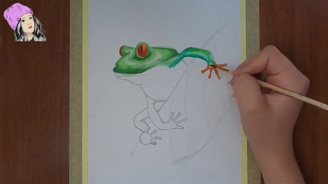 Как нарисовать лягушку красками / How to draw a frog with paints / frog drawing смотреть онлайн