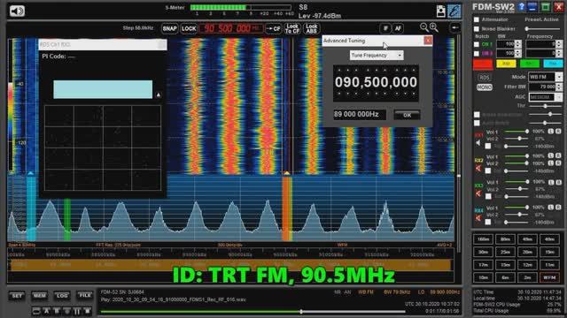 30.10.2020 10:37UTC, [Es, oos], TRT FM, 90.5МГц, предп. TXD: Balisheyh/Denekdagi, Турция, 1810км