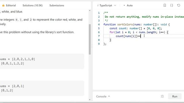 Leetcode - 75 - Sort colors - TypeScript / JavaScript смотреть онлайн