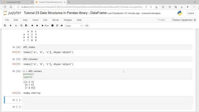 DS - ML Tutorial 23 Data Structures in Pandas library - DataFrame : Part 1