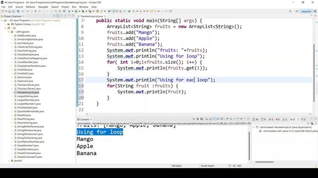 Java Program to Iterate an ArrayList | Iterate over an ArrayList