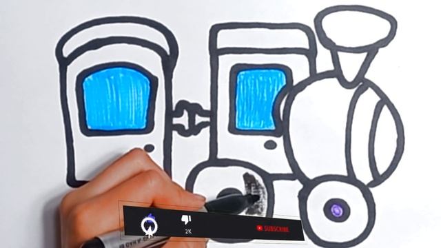 Рисуем Поезд с вагонами / Урок Рисования / Draw Train / Drawing Lesson смотреть онлайн