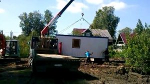 Naveka.org | Монтаж бытовки манипулятором Гатчинский район