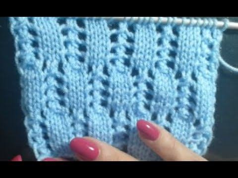 Простой элегантный ажурный узор спицами
