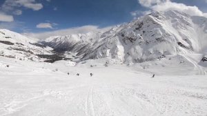 Кругозор - Азау трасса на горнолыжном курорте Эльбрус! Горнолыжные трассы весеннего Эльбруса. Апрел