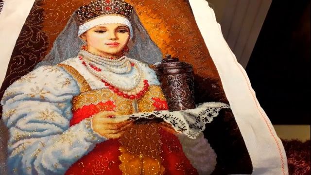 Готовая работа "Боярышня с подносом, ЗР. Бисерная красота!