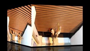 Потолок металлический Кубообразный под дерево в офисе г. Подольск