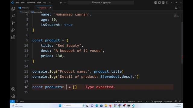 How to declare an object in TypeScript? With code examples.