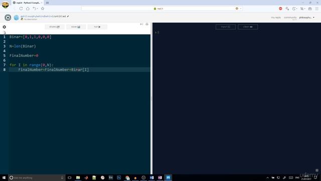 38 - Python 3 Complete Tutorial 2020 Convert a number from binary to decimal Part 2 смотреть онлайн