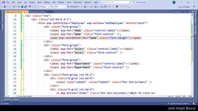 Part 39. Insert into SQL database in .NET Core MVC | Without EntityFrameworkCore | CRUD Operations.