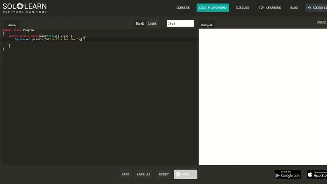 01.Java tutorial, Solo Learn, Hello World, Code Play Ground