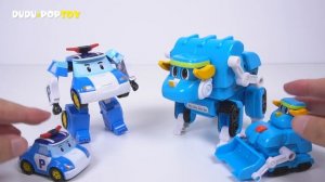 GoGoDino S3 dinosaur transform expedition and Robocar Poli color surprise egg play - DuDuPopTOY
