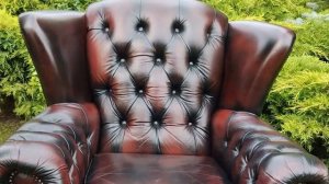 Винтажное Кожаное Кресло Честерфилд, Англия_7